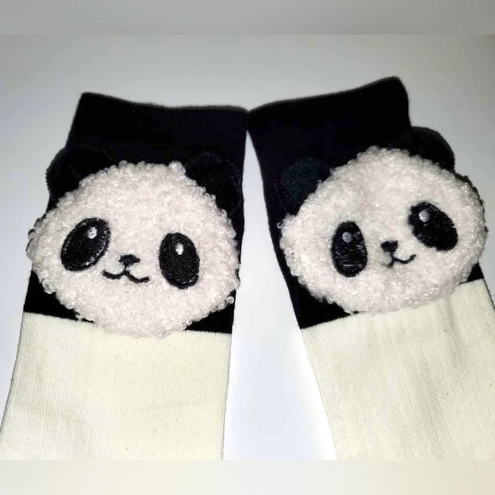 Cute 3D Panda Socks for kids Kawaii Funny Black & White Middle Tube Socks 2 Pair